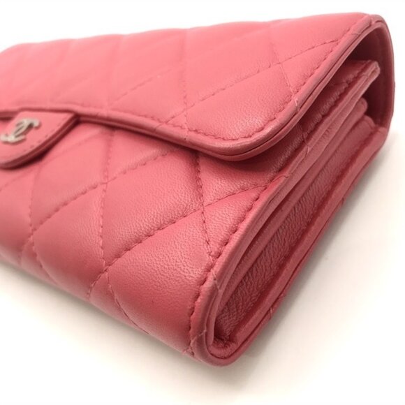 Chanel Continental Long Wallet Coral Pink Quilted Metallase Leather Classic Flap - Picture 8 of 10